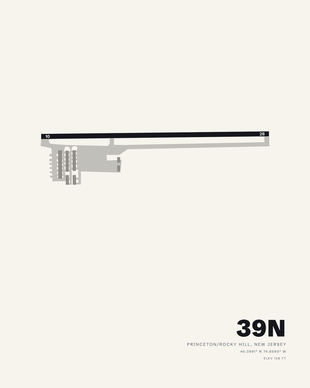 Princeton/Rocky Hill 39N airport map print