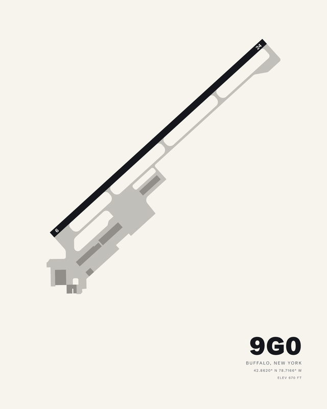 Buffalo 9G0 airport map print