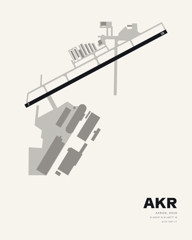Akron AKR airport map print