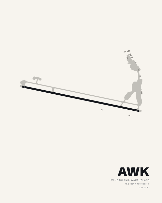 Wake Island Airfield (AWK) airport map print