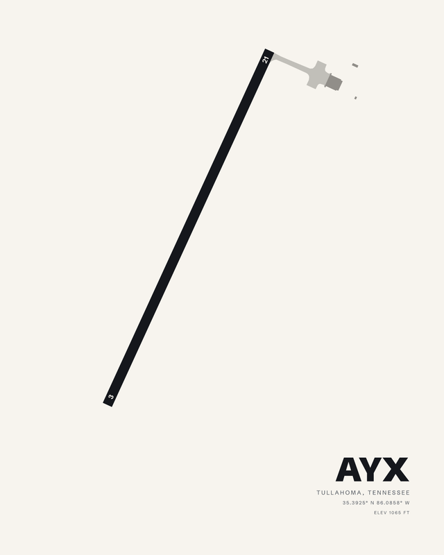 Arnold AFB (AYX) airport map print