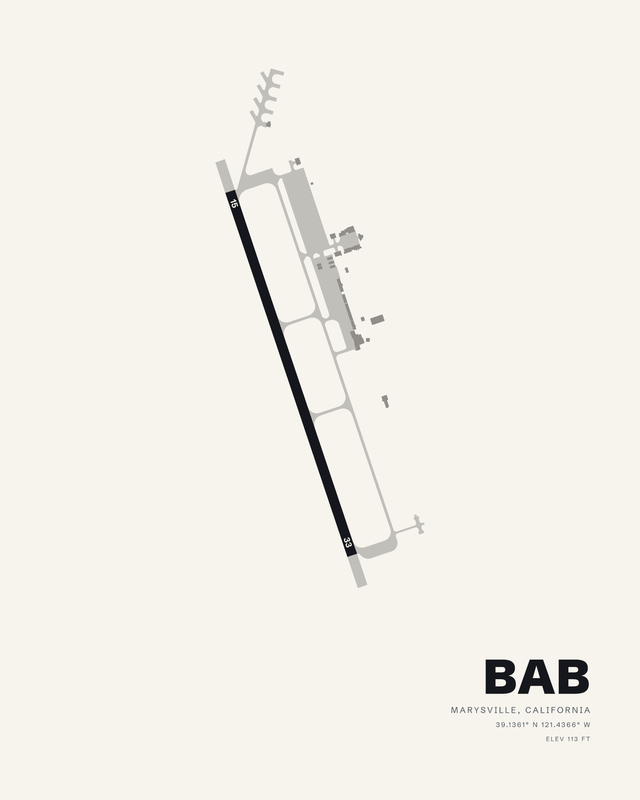 Beale AFB (BAB) airport map print