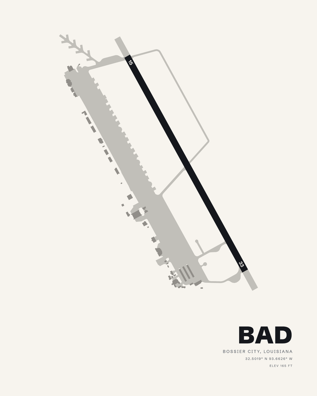 Barksdale AFB (BAD) airport map print