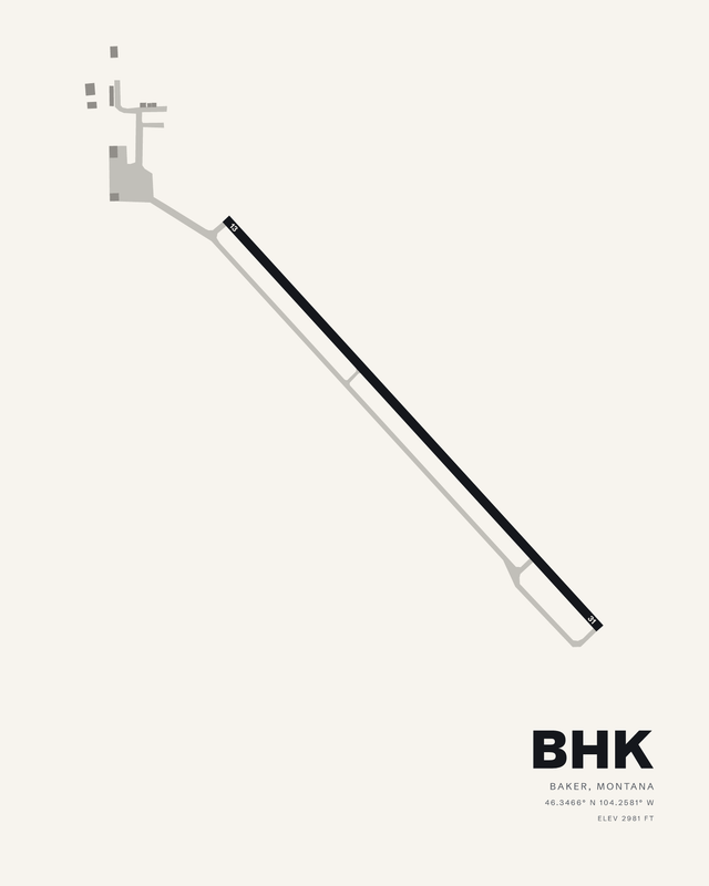 Baker BHK airport map print