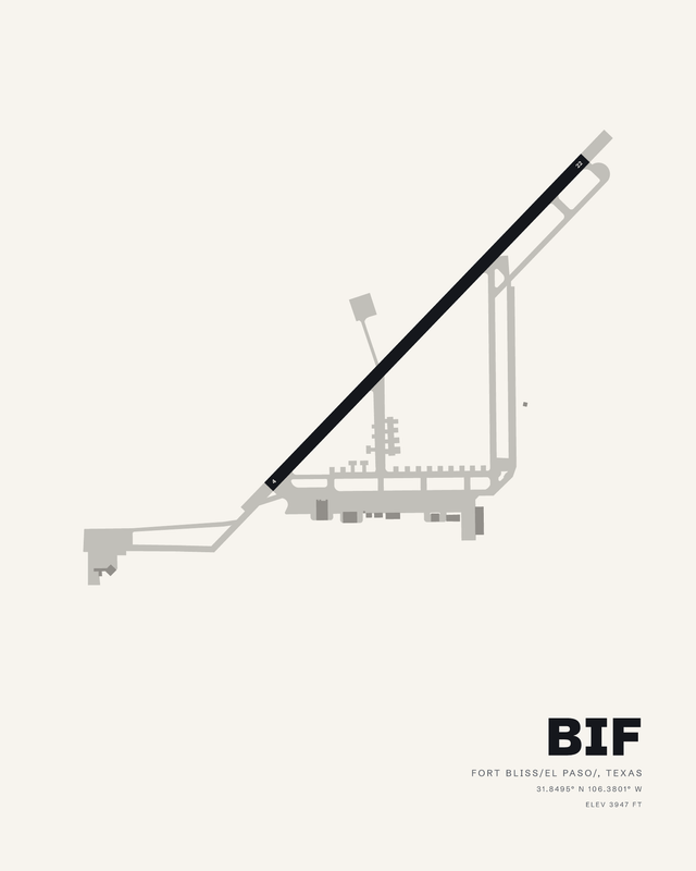 Biggs AAF (Fort Bliss) (BIF) airport map print