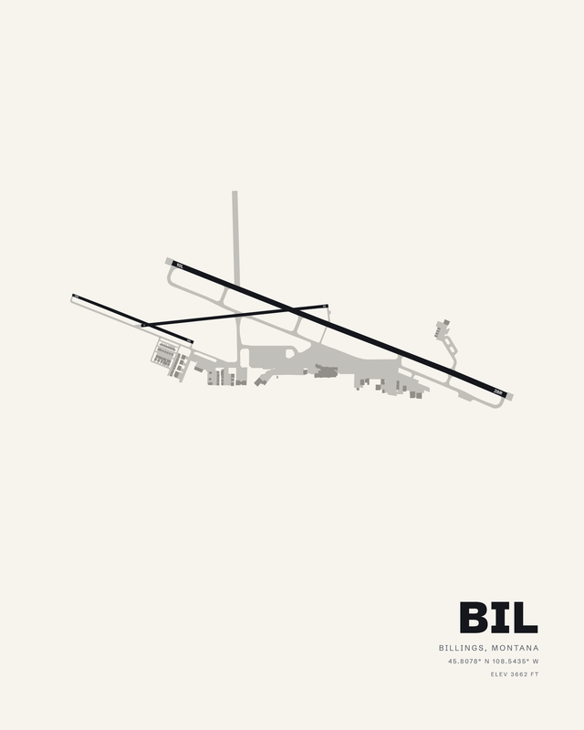 Billings BIL airport map print