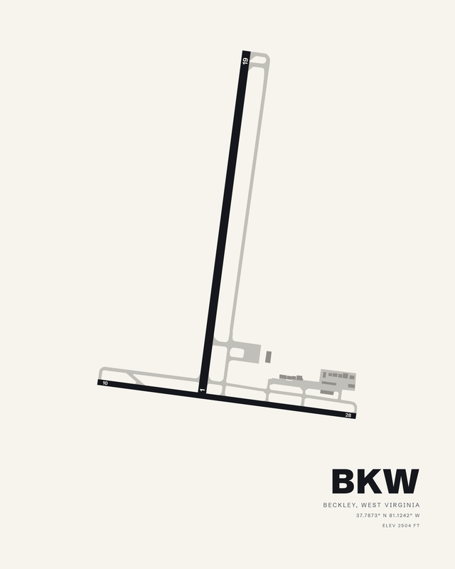 Beckley BKW airport map print