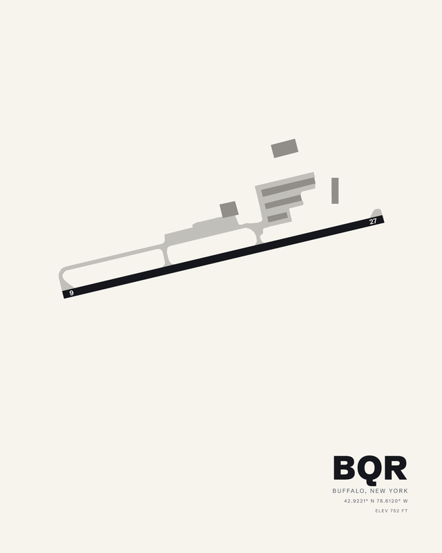 Buffalo BQR airport map print