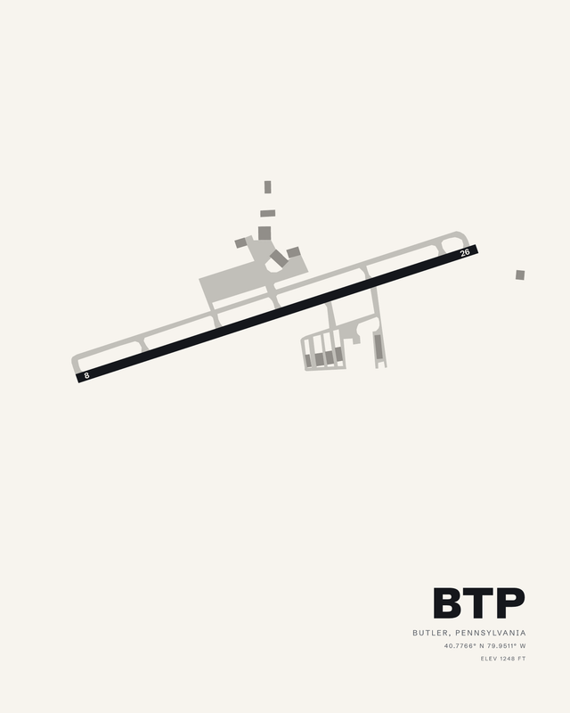 Butler BTP airport map print