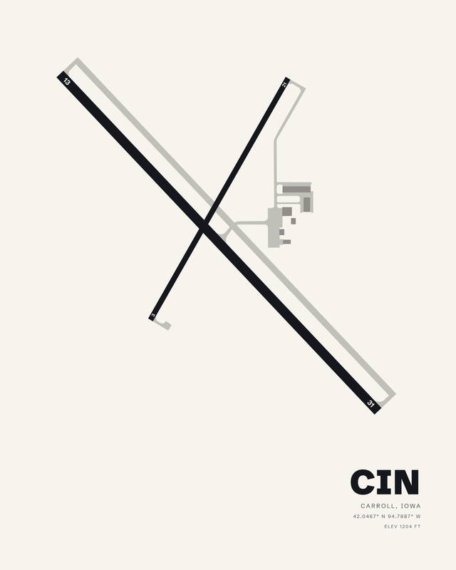 Carroll CIN airport map print