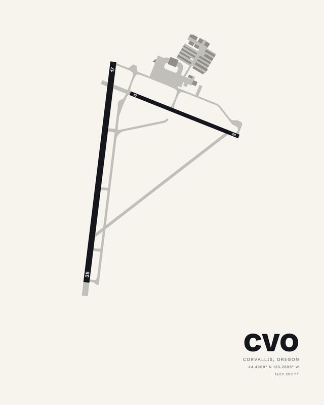 Corvallis CVO airport map print