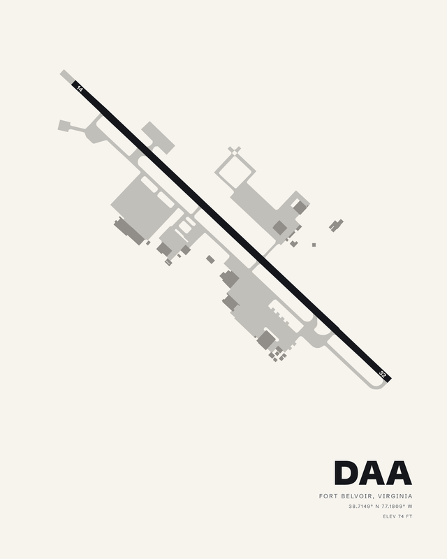 Davison AAF (DAA) airport map print