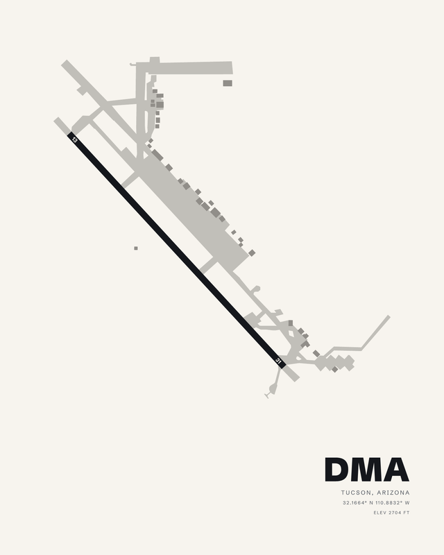 Davis Monthan AFB (DMA) airport map print