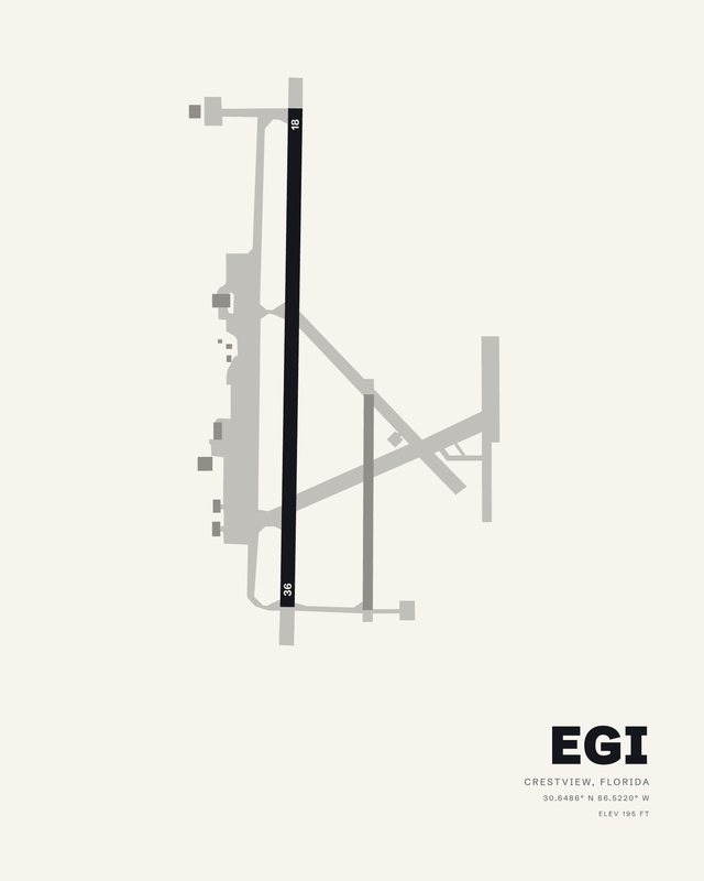 Duke Field,(Eglin AF Aux Nr 3) (EGI) airport map print