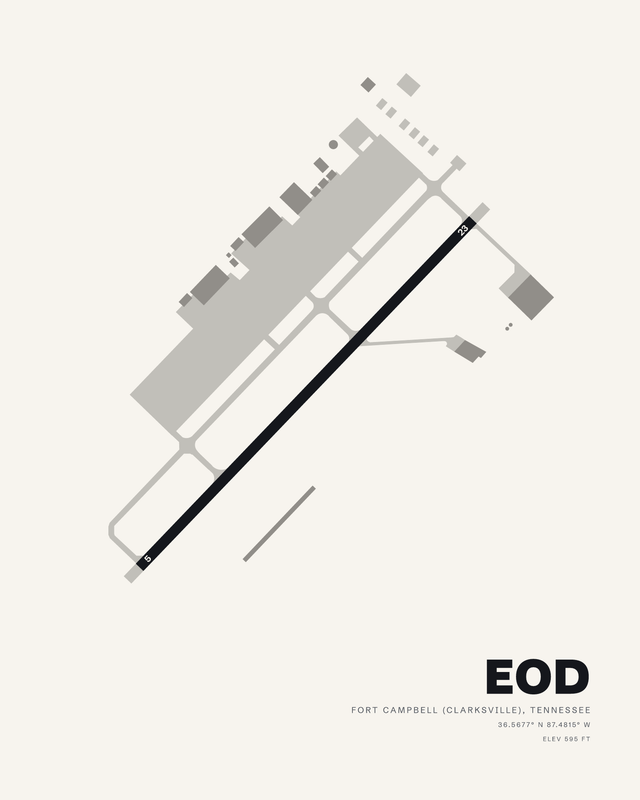 Fort Campbell (Clarksville) EOD airport map print
