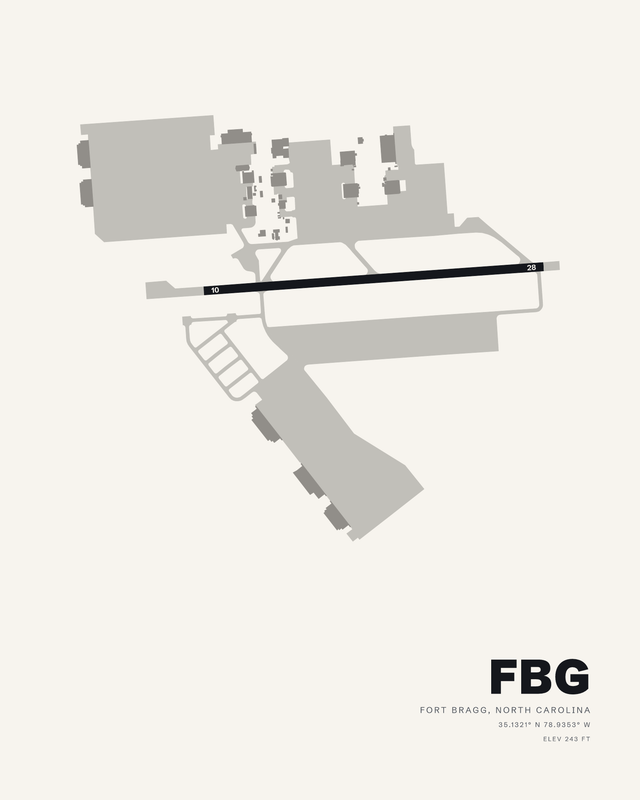 Simmons AAF (FBG) airport map print