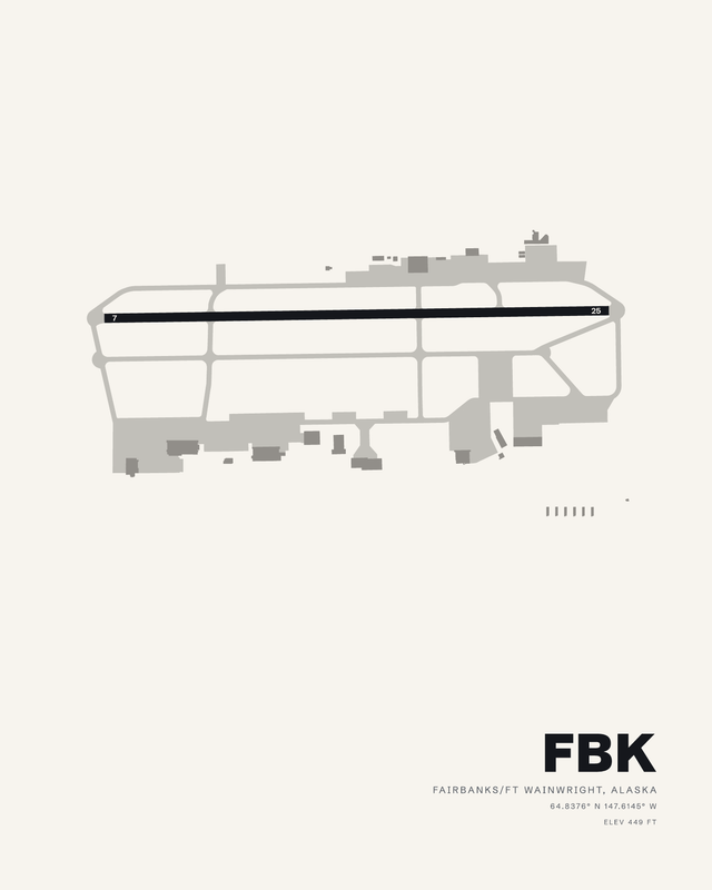 Fairbanks/Fort Wainwright FBK airport map print