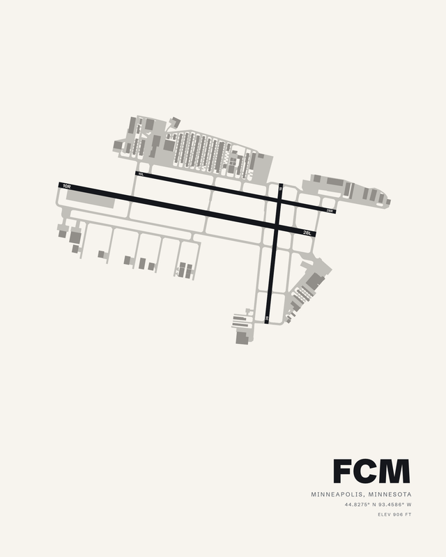 Minneapolis FCM airport map print