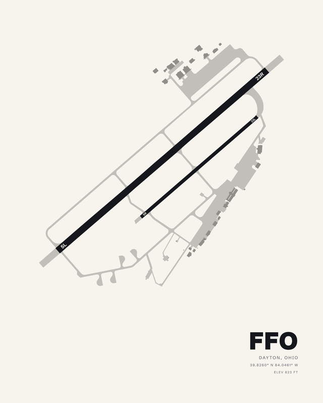 Wright-Patterson AFB (FFO) airport map print