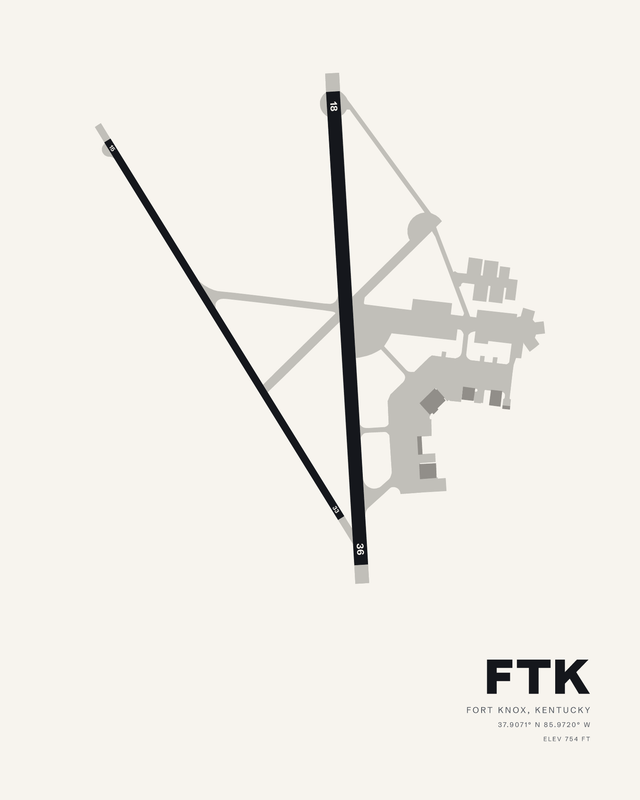 Godman AAF (FTK) airport map print
