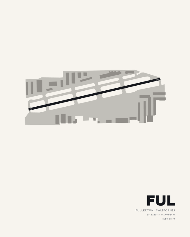 Fullerton FUL airport map print