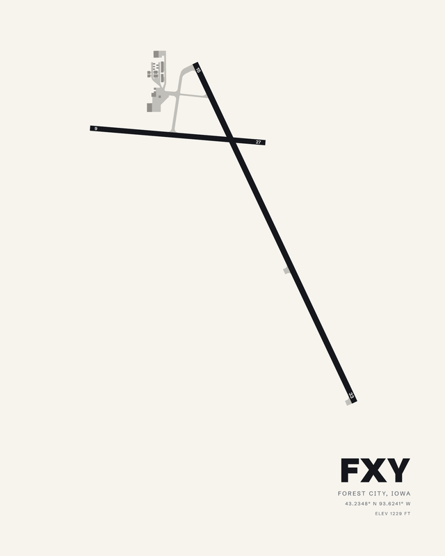 Forest City FXY airport map print