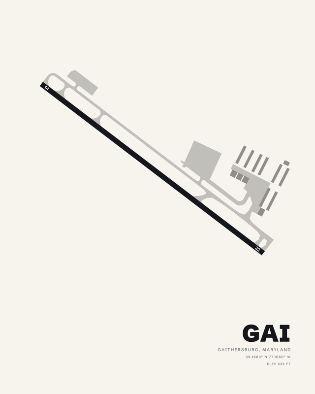 Gaithersburg GAI airport map print