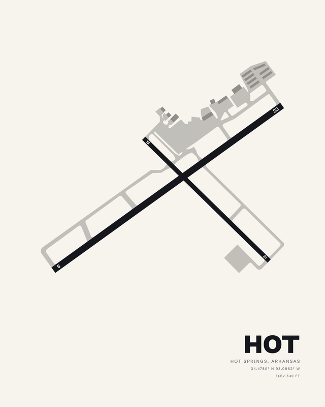 Hot Springs HOT airport map print