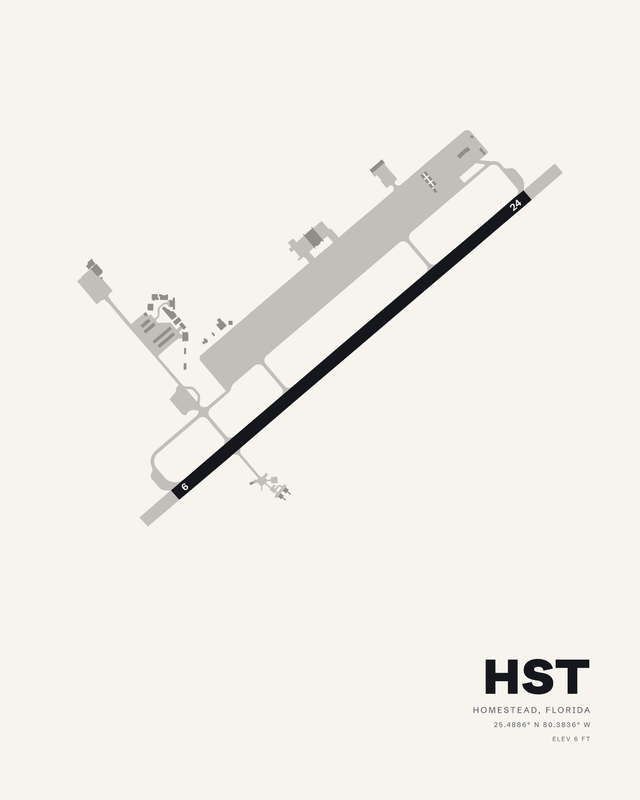 Homestead ARB (HST) airport map print