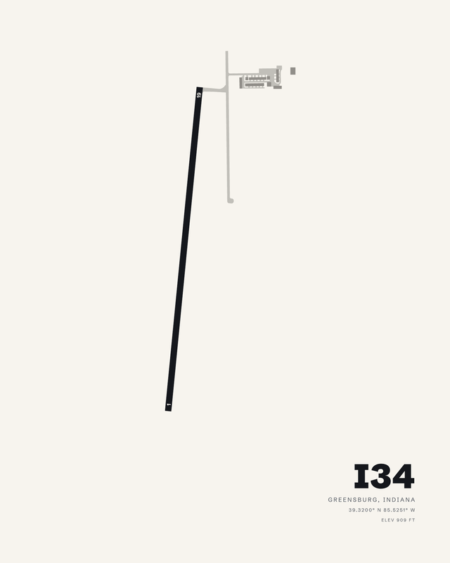 Greensburg I34 airport map print