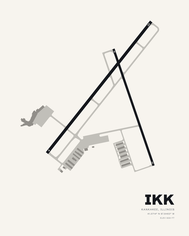 Kankakee IKK airport map print