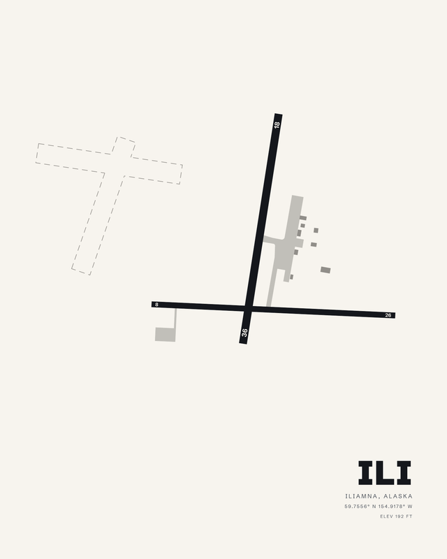 Iliamna ILI airport map print