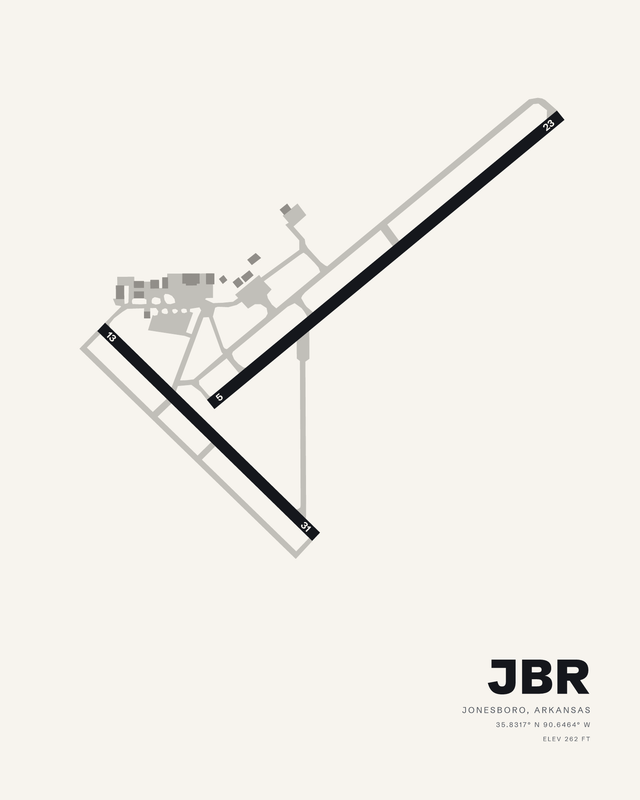 Jonesboro JBR airport map print
