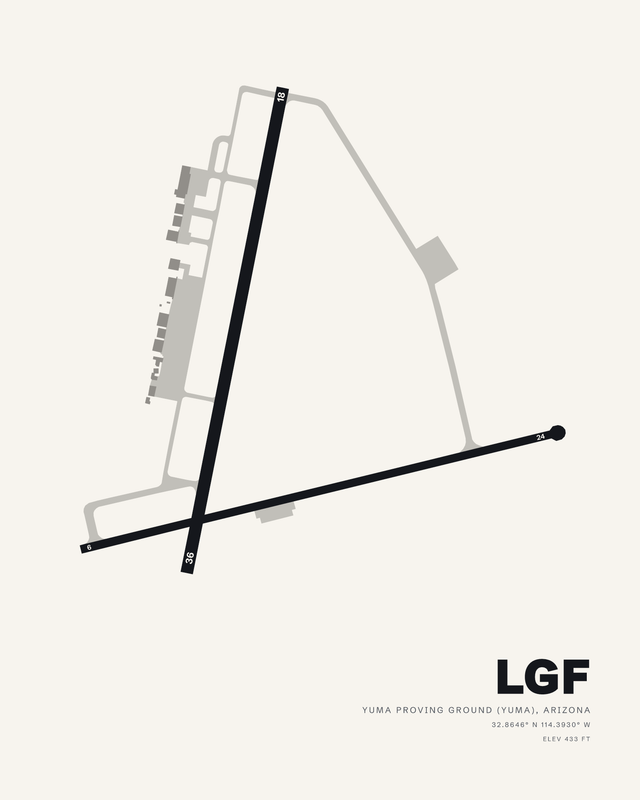 Laguna AAF (Yuma Proving Ground) (LGF) airport map print