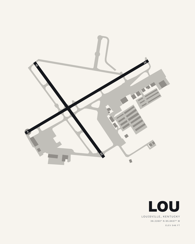 Louisville LOU airport map print