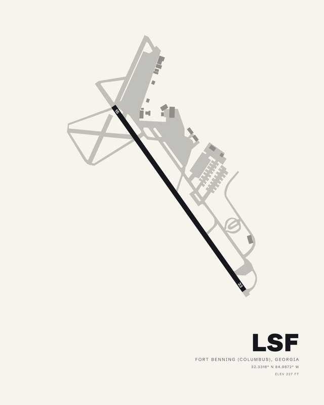 Lawson AAF (Fort Benning) (LSF) airport map print