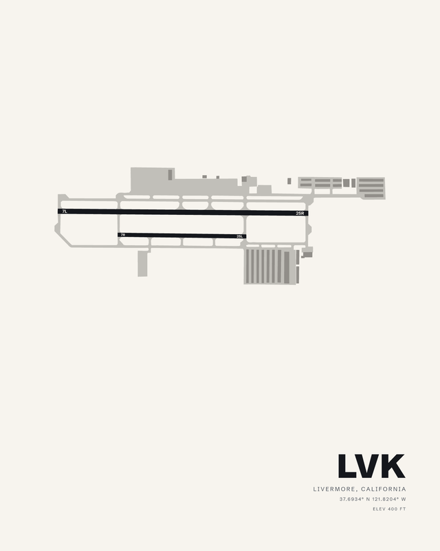 Livermore LVK airport map print