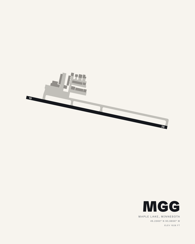 Maple Lake MGG airport map print