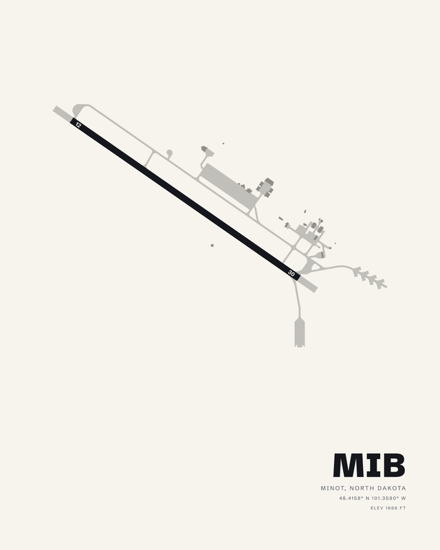 Minot AFB (MIB) airport map print