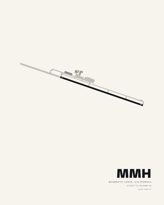 Mammoth Lakes MMH airport map print