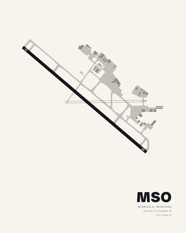 Missoula MSO airport map print