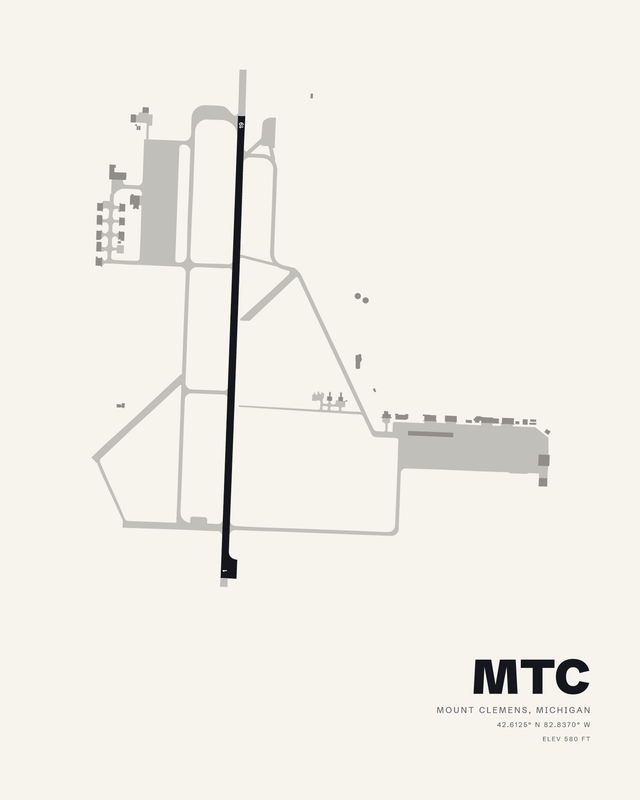 Selfridge ANGB (MTC) airport map print