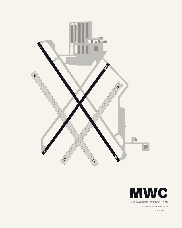 Milwaukee MWC airport map print