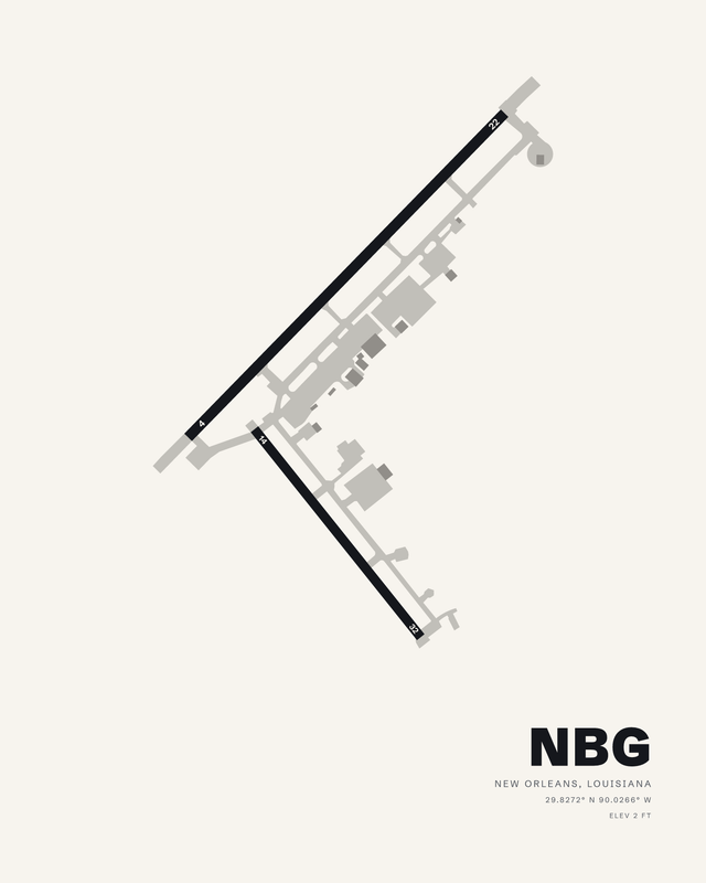 New Orleans NAS JRB (Alvin Callender Field) (NBG) airport map print