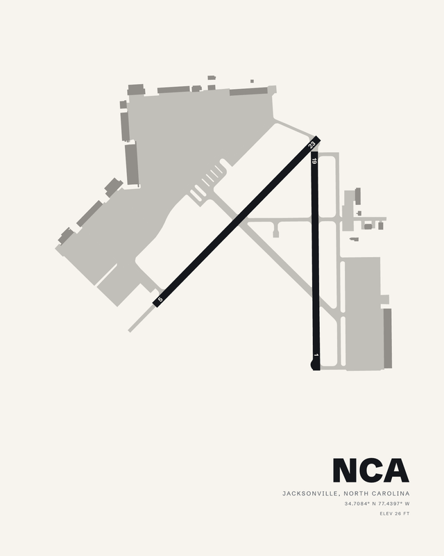 New River MCAS (McCutcheon Field) (NCA) airport map print