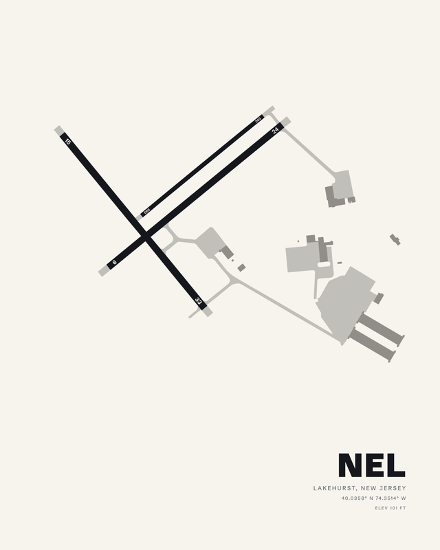 Lakehurst NEL airport map print