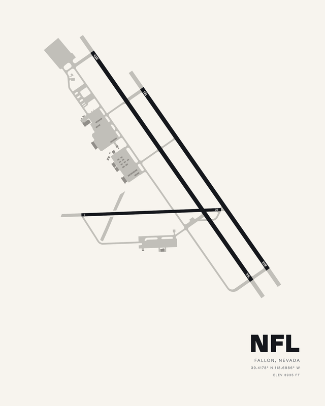 Fallon NAS (Van Voorhis Field) (NFL) airport map print