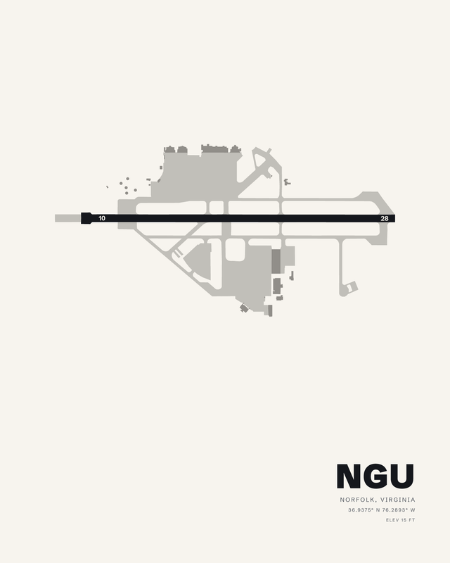 Norfolk NS (Chambers Field) (NGU) airport map print
