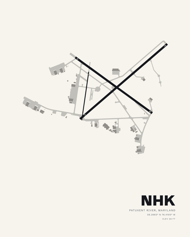 Patuxent River NAS (Trapnell Field) (NHK) airport map print