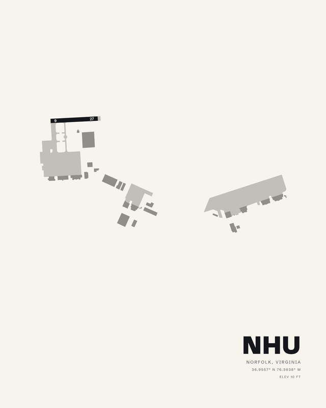 Norfolk NS (NHU) airport map print